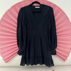 Sold NWT Reformation Elisabetta Black Wide Sleeves Lace/Crochet Mini Dress